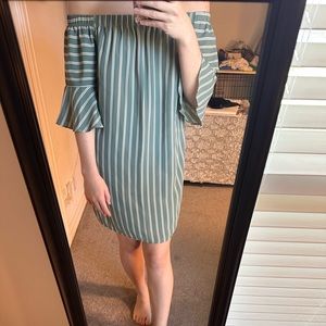 Almost new sage striped dress